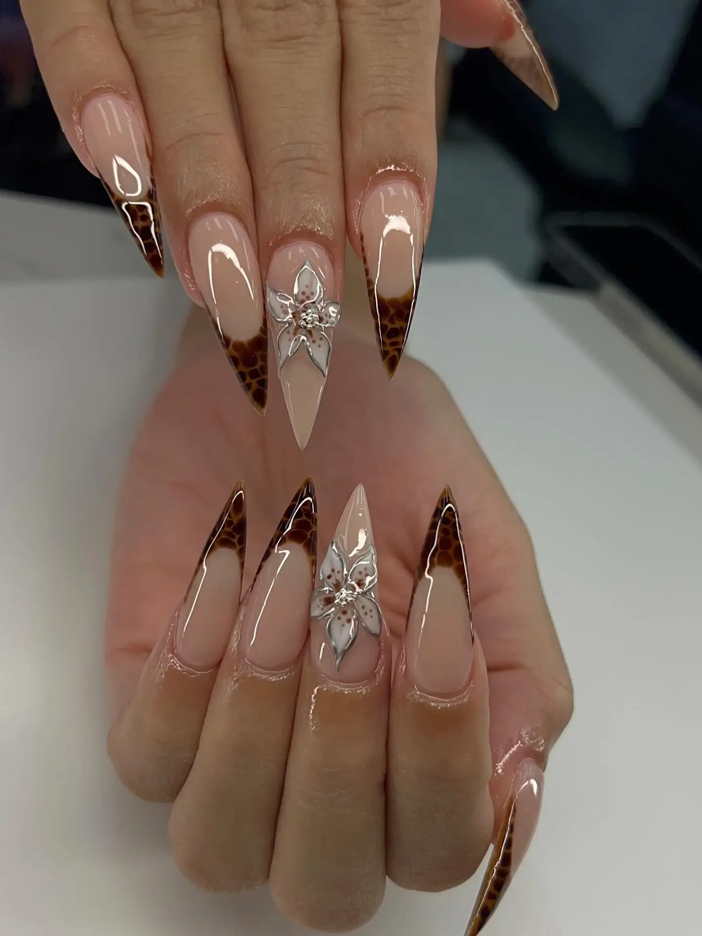 Acrylic almond shape nails at A-List Nails Orlando FL