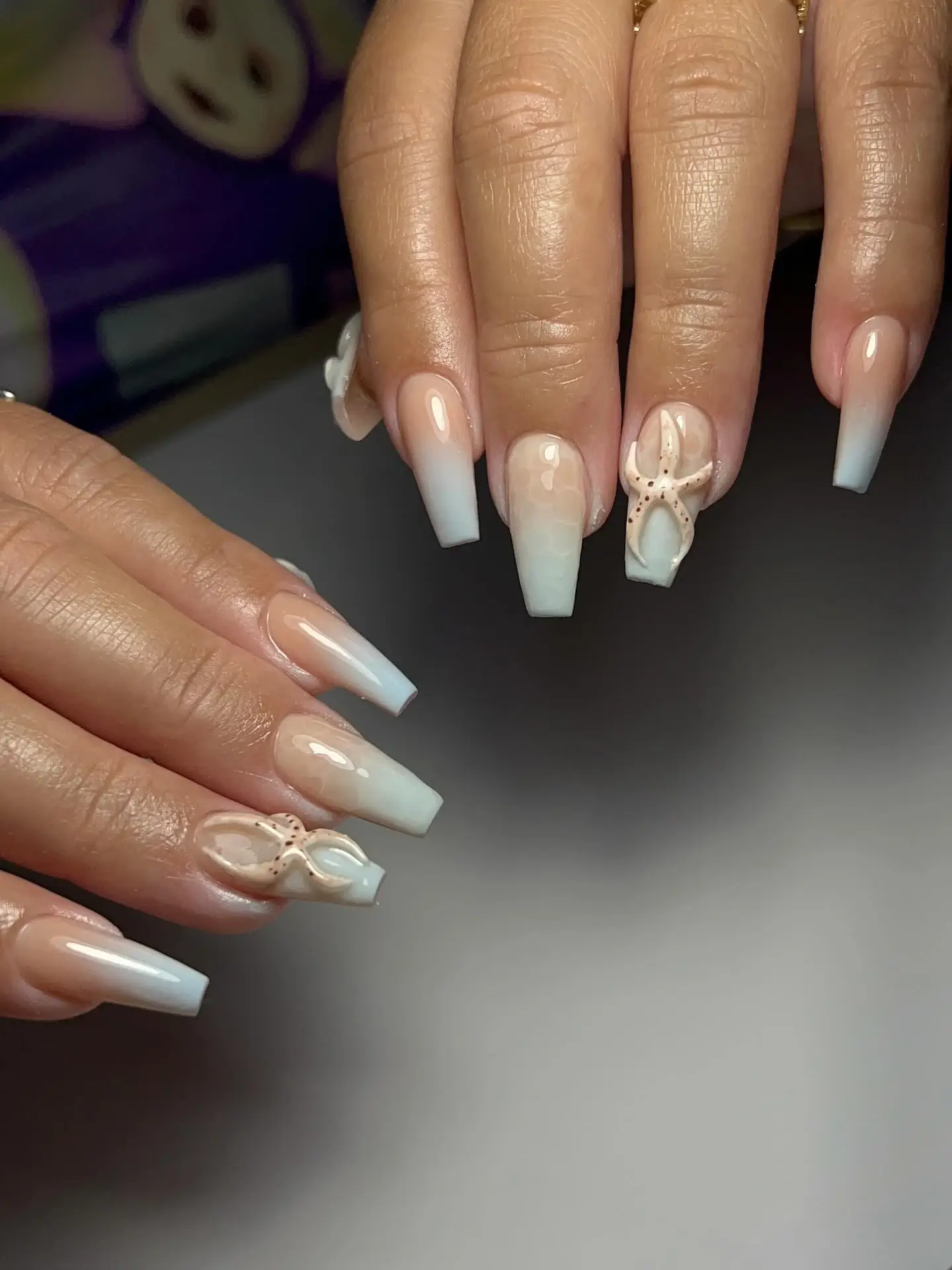 Acrylic coffin French tip nails at A-List Nails Orlando FL