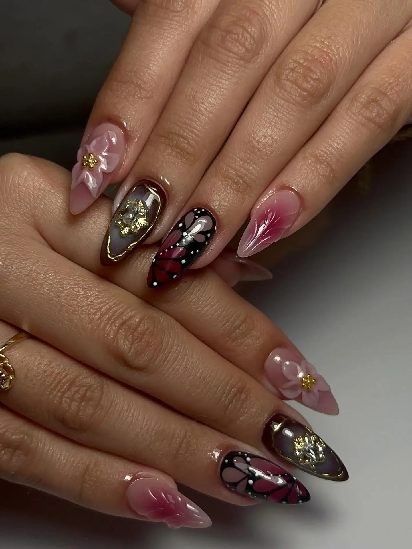 Acrylic stiletto dark nails at A-List Nails Orlando FL