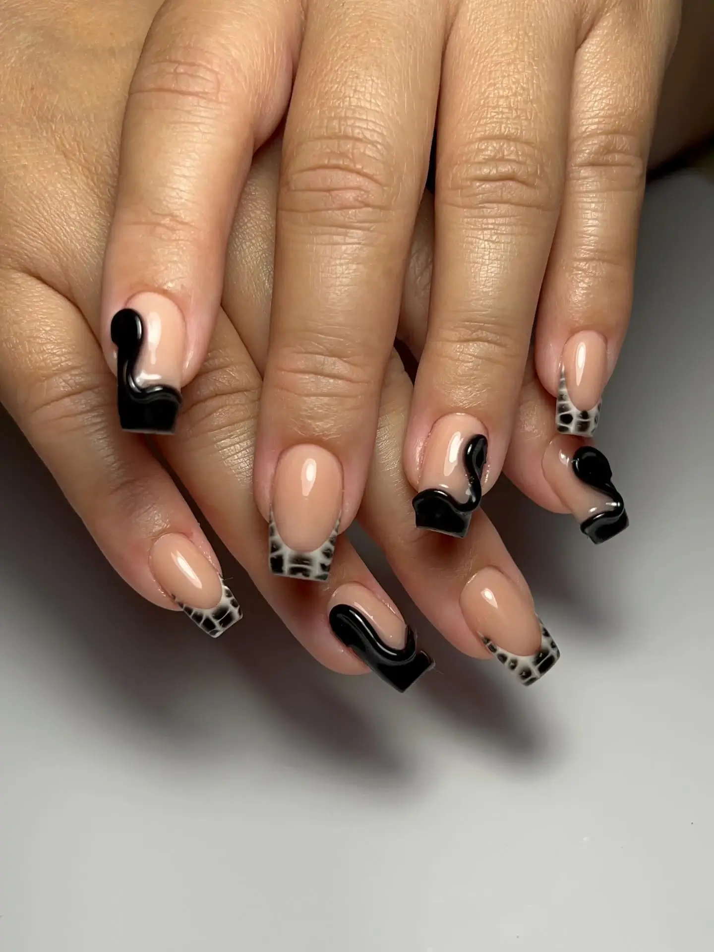 Cow print nail art at A-List Nails Orlando FL